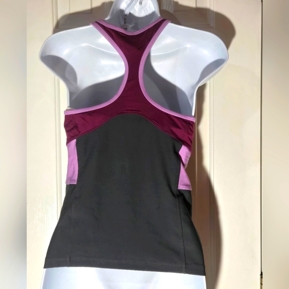 Nike Dri-Fit Racer Back Tank Top Built-In Shelf Bra purple/gray Small Gym Sport - Picture 4 of 6